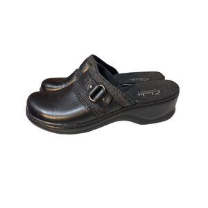 Clarks Bendables Womens Black Leather Slip-On Mules‎ Size 7M